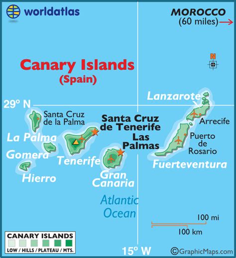 Canary Islands Large Color Map | Géographie, Canaries, Iles canaries