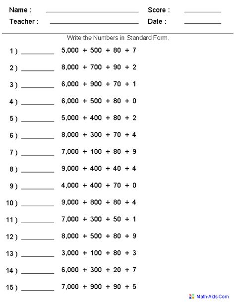 Standard Form Place Value Worksheets Standard Form Worksheet, Standard Form Math, Expanded Form ...