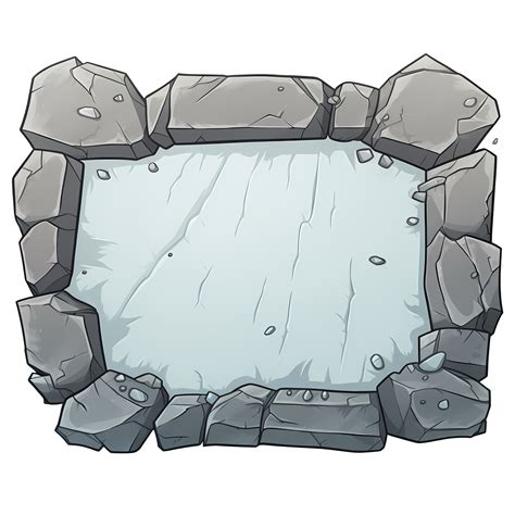 Stone tablet rock banner with cracked elements for game UI 29239224 PNG