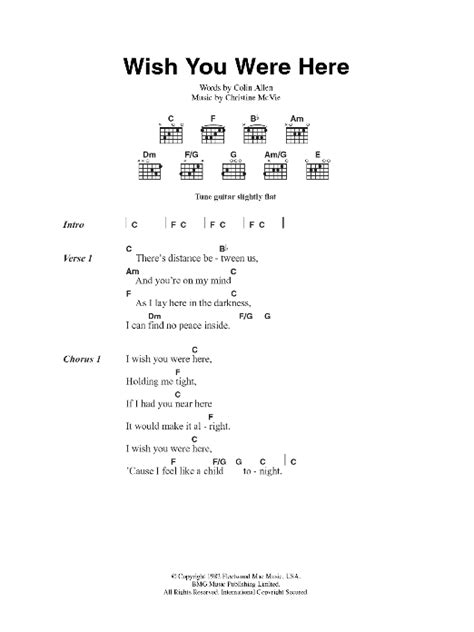 Wish You Were Here by Fleetwood Mac - Guitar Chords/Lyrics - Guitar ...