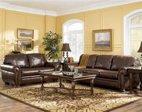 Leather Sofa Living Room Ideas 0 | Inspiring Brown Leather Sofas Wooden Table Above Laminate ...