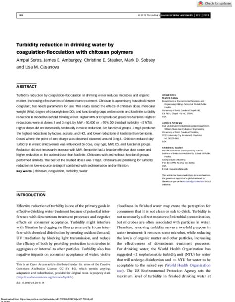 (PDF) Turbidity reduction in drinking water by coagulation-flocculation ...