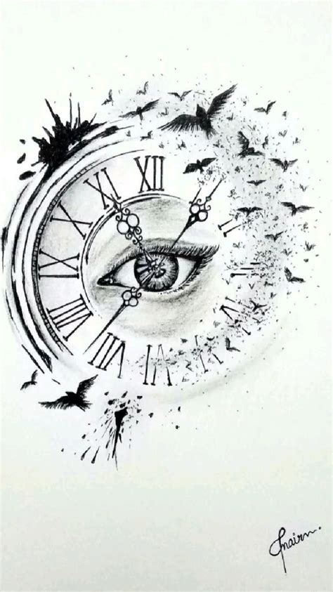 Realistic Broken Clock Tattoo - Printable Kids Entertainment