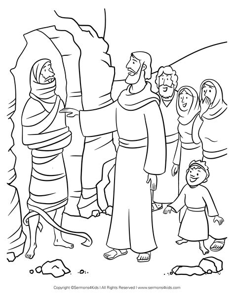 Jesus Raises Lazarus Coloring Page | Sermons4Kids