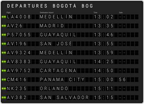 Bogota El Dorado Airport Departures [BOG] Flight Schedules & departure