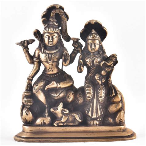 Vintage Brass Shiva Family Statue