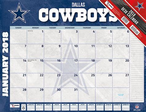 Dallas Cowboys Desk Calendar 2023 - Printable Word Searches