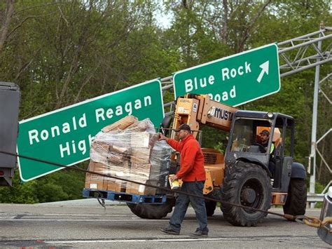 Kroger truck spills groceries onto Ronald Reagan