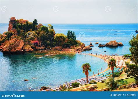 Isola Bella Island and Beach in Taormina Sicily Stock Image - Image of europe, coast: 116960717