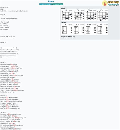 Chord: Blurry - tab, song lyric, sheet, guitar, ukulele | chords.vip