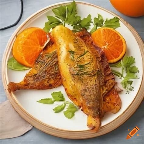 Delicious lenguado fish with orange and herbs