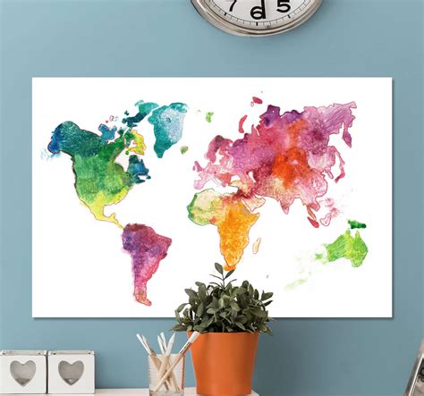 Colourful world map art canvas - TenStickers