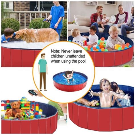 Foldable Pet Swimming Pool Pvc Kiddie Baby Dog Swim Pool Bathing Tub Playmat Kids Pools Red, 1 ...