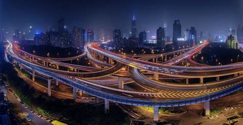 Wallpaper : 2048x1055 px, jembatan, Cina, kota, Cityscape, interchange, paparan panjang, malam ...