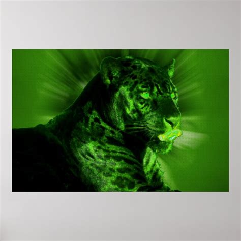 Black Panther on Green Poster | Zazzle.com