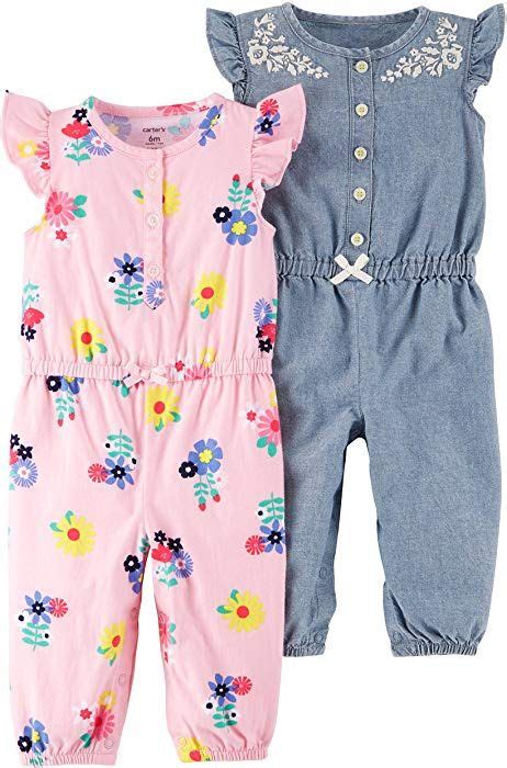 Amazon.com: Carter's Baby Girls' 2-Pack One Piece Romper, Pink Floral ...