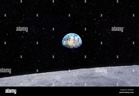 Earth and surface of the Moon Stock Photo - Alamy