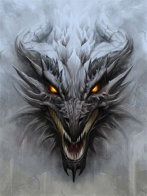 Dragon Head on Stone Background Stock Illustration - Illustration of portrait, scary: 152302724