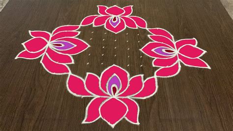 Pongal flowers kolam 2022 | Thai Madham Kolam | Lotus flower Kolam ...