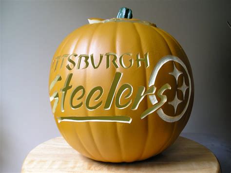 Black Handcarved Carved Pittsburgh Steelers Pumpkin | FotoFuze