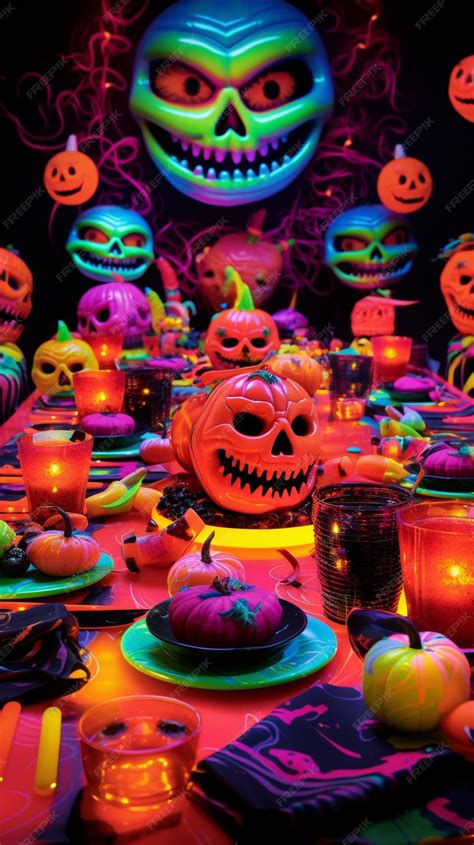 Premium AI Image | Halloween skull in cool neon light still life ...