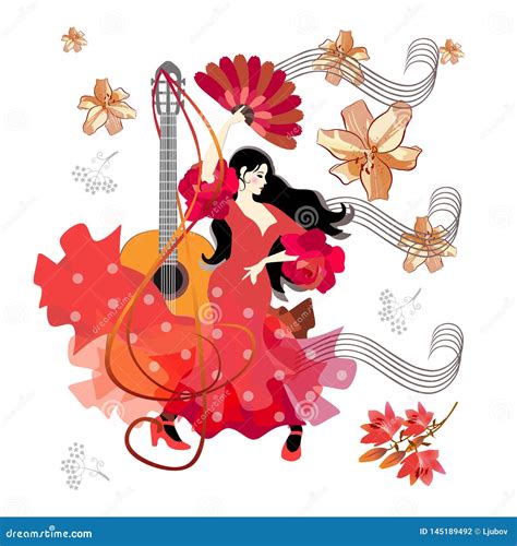 Acoustic Guitar, Treble Clef, Sheet Music, Beautiful Spanish Girl ...