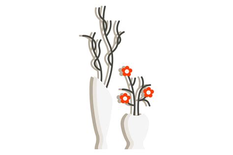 Floor Vases with Flowers. Home Decoratio Graphic by microvectorone · Creative Fabrica