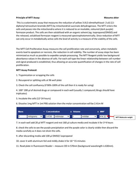 Mtt assay protocol | PDF