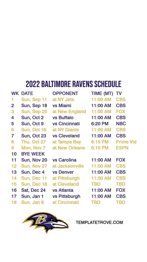 Baltimore Ravens Prinaable Schedule 2024 - F1 2024 Schedule