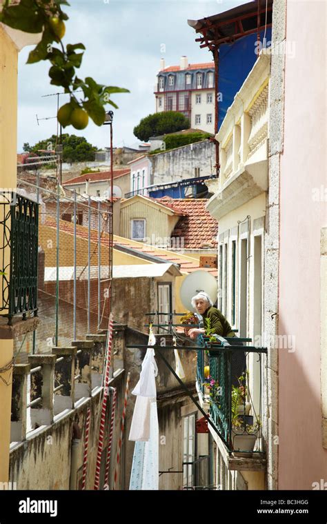 streets scene, old town Lisbon, Portugal Stock Photo - Alamy