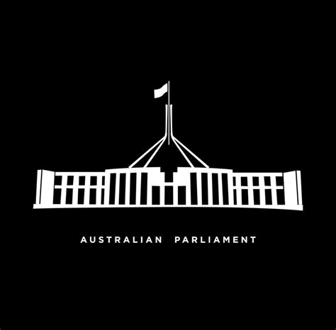 Australian parliament building icon. Australian parliament symbol vector on black background ...