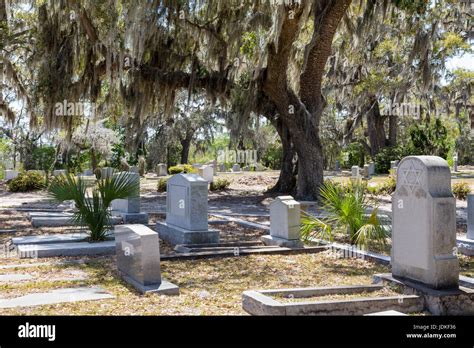 Historic Bonaventure Cemetery in Savannah, GA. Jewish headstone with Star of David prominent in ...