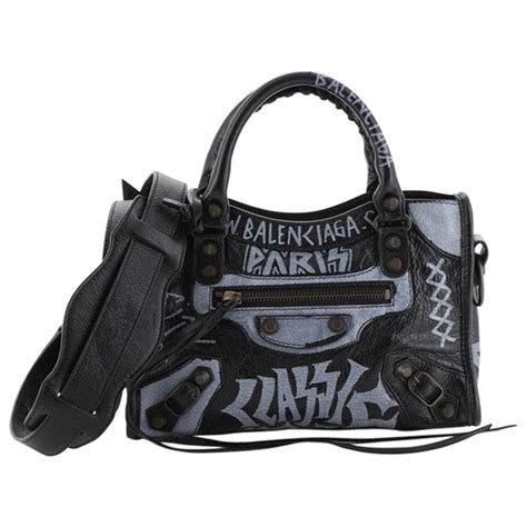 Balenciaga City Graffiti Classic Studs Bag Leather Mini at 1stDibs