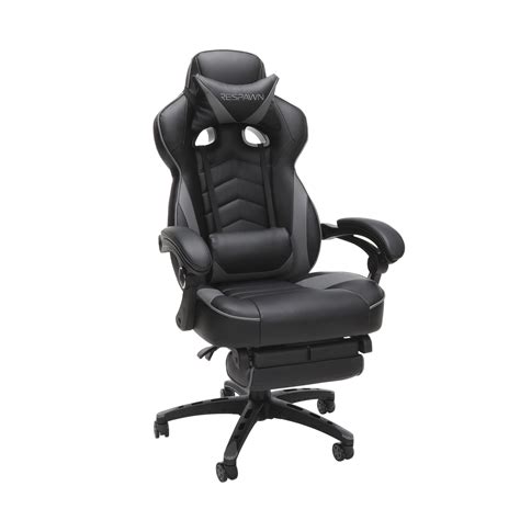 RESPAWN 110 Racing Style Gaming Chair, Reclining Ergonomic Chair with Footrest, in Gray (RSP-110 ...