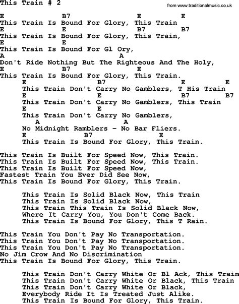 Peter, Paul and Mary song: This Train 2, lyrics and chords