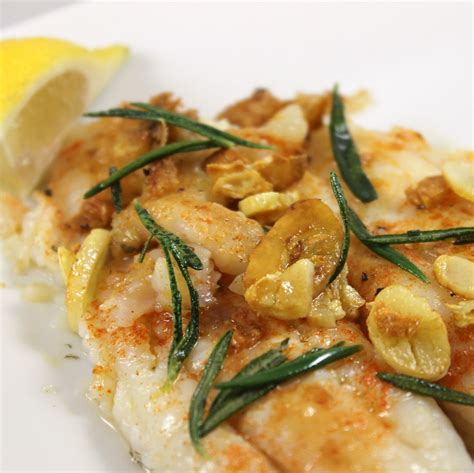 Pan Seared Flounder with Fried Rosemary and Garlic Recipe