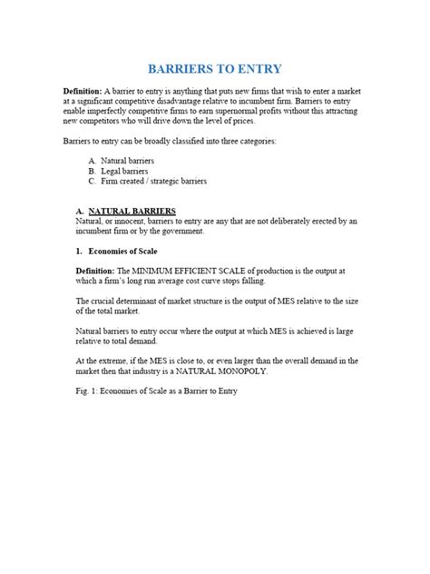 Barriers To Entry | PDF | Profit (Economics) | Monopoly