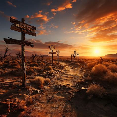 Premium Photo | Desert Crossroads The Point of No Return