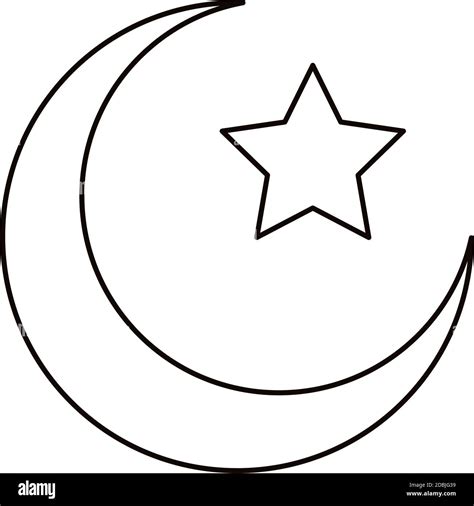 crescent moon and star islam symbol line style icon vector illustration design Stock Vector ...