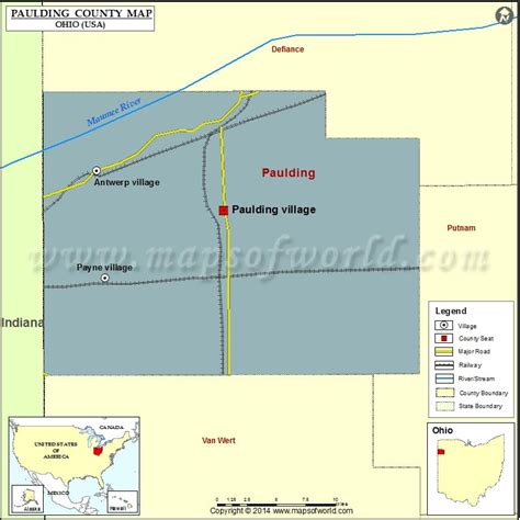 Paulding County Map, Map of Paulding County Ohio