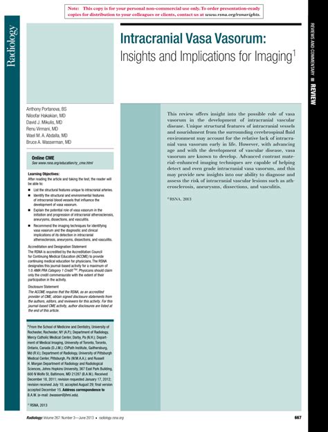 (PDF) Intracranial Vasa Vasorum: Insights and Implications for Imaging