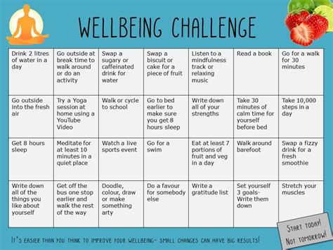 Well being Challenge Card for Students | Teaching Resources