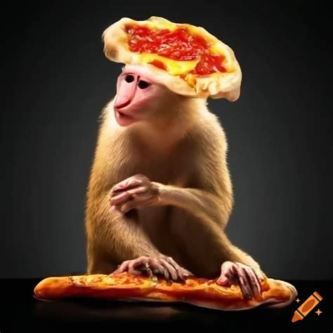 Monkey eating pizza on Craiyon