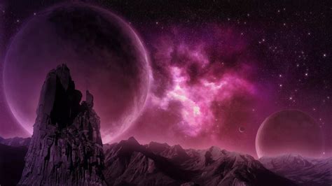 Download wallpaper pink, nebula, planet, nebula, planet, rocks, mountains, space resolution ...