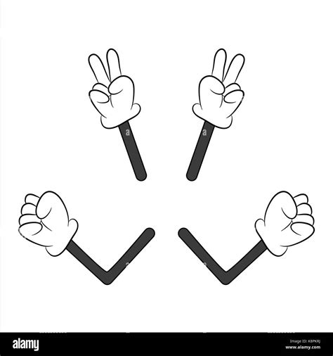 Image of cartoon human gloves hand with arm gesture set. Vector ...