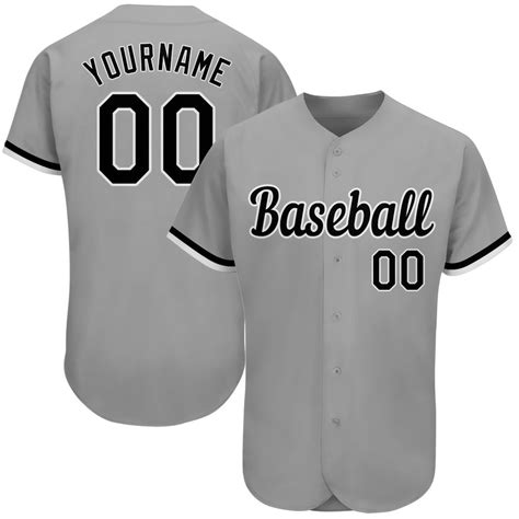 Custom Personalized Gray Black White Baseball Jersey - Meteew