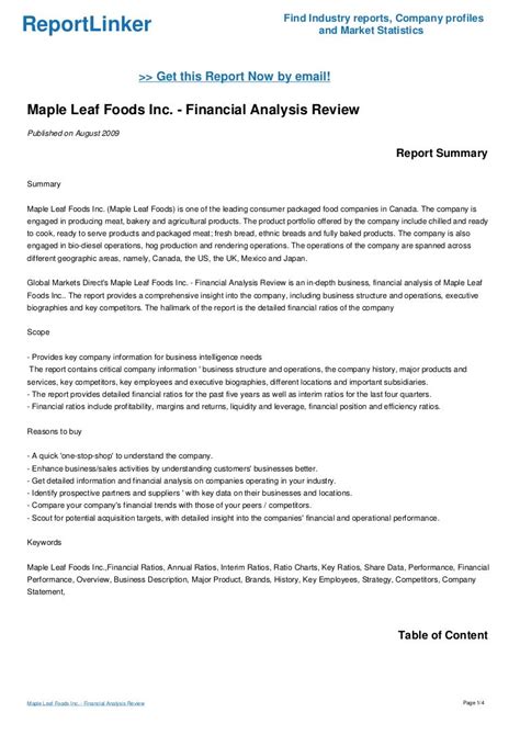 Maple Leaf Foods Inc. - Financial Analysis Review