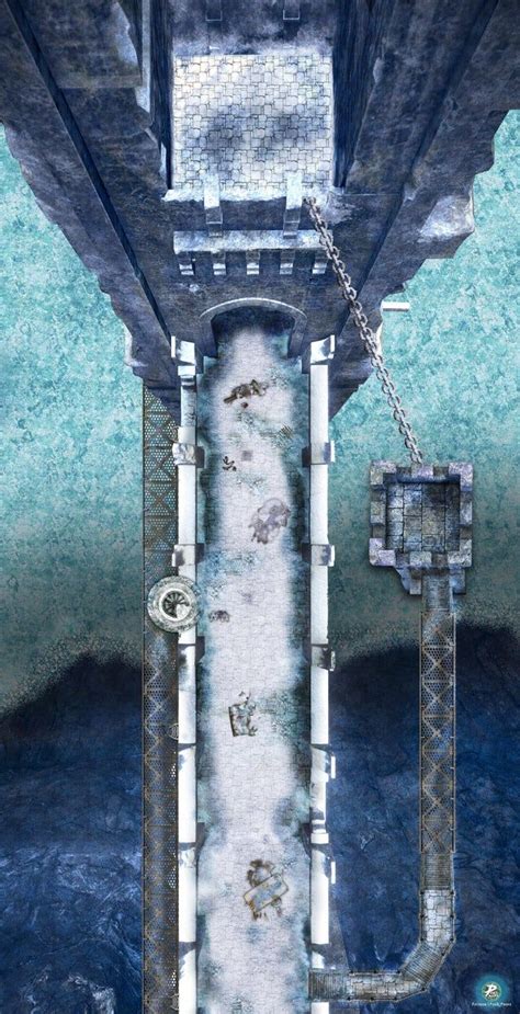 Fortress Bridge - Alternate version - battlemaps | Castelo da fantasia, Mapas do dungeon, Rpg map