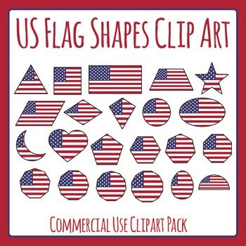 US Flag 2D Shapes - American / United States Clip Art Set for ...