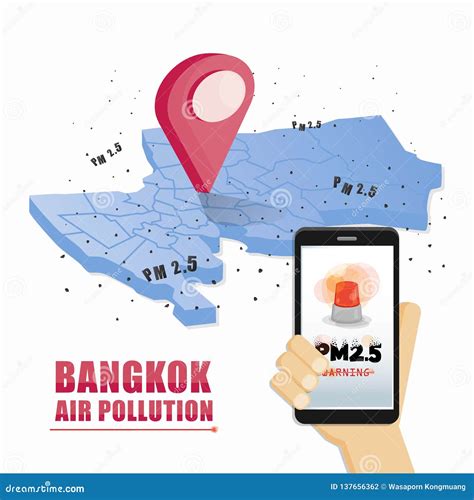 Map of Bangkok the Capital of Thailand. Warning about PM2.5 Dust in ...